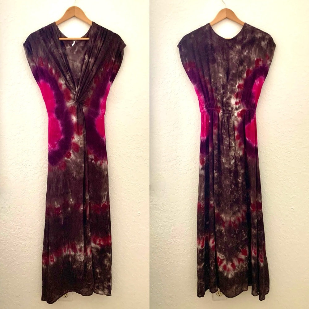 Young, Fabulous & Broke Helena Solar Flare Brown Tie Dye Maxi Dress - Picture 10 of 13